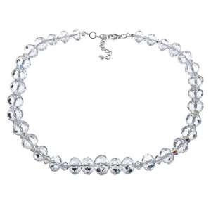  Crystale Silvertone Crystal and Glass Bead Necklace 
