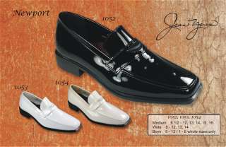 Sleek and simple, the classic slip on tuxedo shoe with square toe 