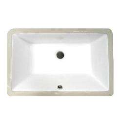   White Rectangular Undermount Porcelain Bathroom Sink  