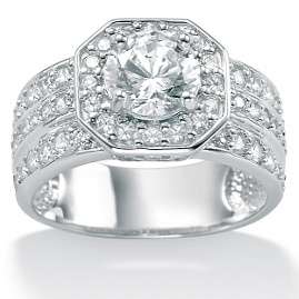Carat Diamond Wedding 10K White Gold Octagon Ring  