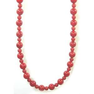 6mm Red Coral Bead Necklace 18 inch
