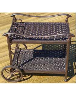 Bronze Cast Aluminum Rolling Tea Cart  