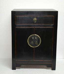 Simple Chinese Black Lacquer Side Table Chest JU08 03  