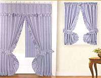 NEW DOUBLE SWAG FABRIC SHOWER &WINDOW CURTAIN   BLUE  