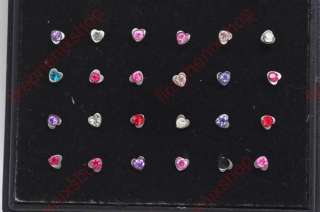 Wholesale Lot24 Stainless Steel Hearted Nose Stud Rings  