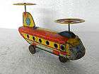 Vintage Windup Pan American Sky Way Helicopter Tin Toy