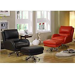 Milan Leather Club Chair with Ottoman  