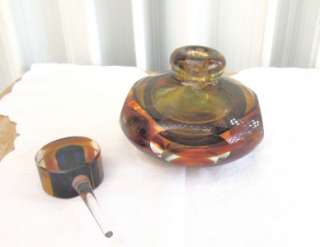 GORGEOUS PERFUME BOTTLE WITH STUNNING STOPPER, HEAVY  