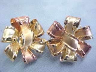 Modern STUNNING 10k yg rg gold bow pierced earrings  