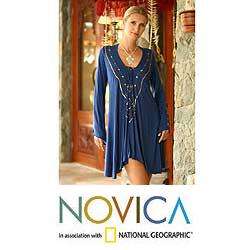 Rayon Exotic Blue Tunic Blouse (Indonesia)  