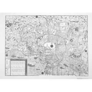  Historical Map of Tokyo, 1854, Antique Map Wall Art