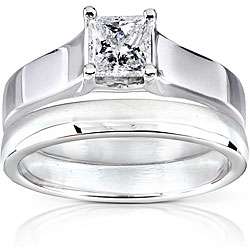 14k White Gold 1/2 ct TDW Diamond Bridal Ring Set  