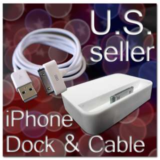 IPHONE 4 USB DATA SYNC CHARGER CABLE CONNECTOR + DOCK CRADLE BASE 
