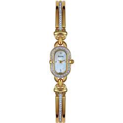 Bulova Womens Crystal Goldtone Watch  