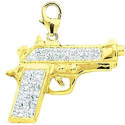 14k Yellow Gold 1/10ct TDW Diamond Gun Charm  