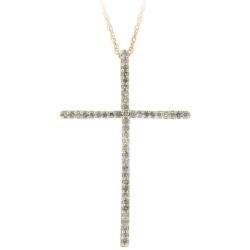 10k Gold 1/5ct TDW Diamond Cross Necklace (I J, I2 I3)  