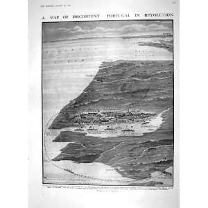  1910 MAP REVOLUTION PORTUGAL WAR SHIPS FERNANDO CARLOS 
