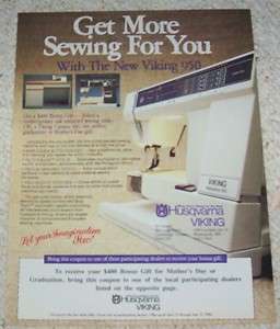 1986  Viking Husqvarna Sewing Machine Vintage PRINT AD  
