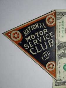 NATIONAL MOTOR SERVICE CLUB sign plaque Antique Automobile license 