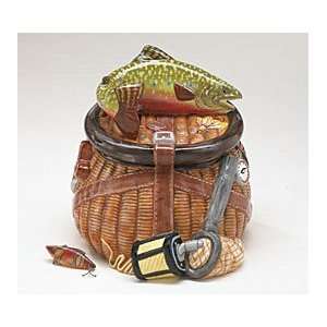   The Day Unique Fishing Creel Shape Cookie Jar Container For Fisherman
