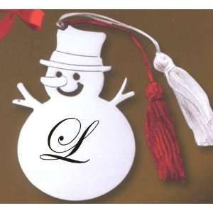  Metal Snowman Ornament with the Letter L 