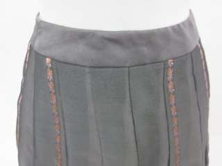 VNTG PEGGY JENNINGS Gray Embroidered Pleated Skirt Sz M  