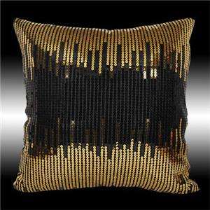 GOLD BLACK SEQUIN CUSHION COVER THROW PILLOW CASES 16  