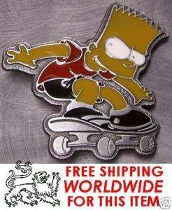 Pewter Belt Buckle Cartoon Bart Simpson Skateboard NEW  