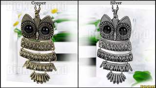 New Retro Vintage Bronze Silver Big Eye Owl Pendant Necklace  