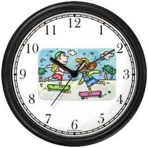   Skate Boarding Theme Wall Clock by WatchBuddy Timepieces (Slate Blue