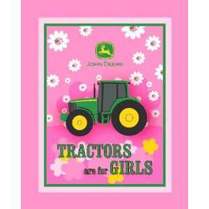 48 Wide John Deere Fleece Panel Tractors Are For Girls Pink Fabric 
