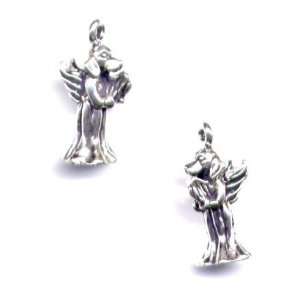  Dog Angel Charm Sterling Silver Jewelry 