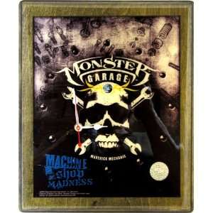 Monster Garage Black Skull Collectible Wood Wall Clock   9 