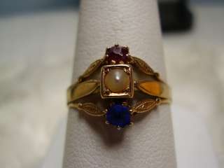   but Tested 14K Yellow Gold Victorian Pearl, Red and Blue Ring  