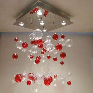 real photo Wine red ball bubble clear glass chandelier pendant lamp 
