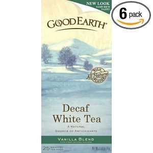 Good Earth Tea White Tea Decaf, 25 Count Boxes (Pack of 6)  