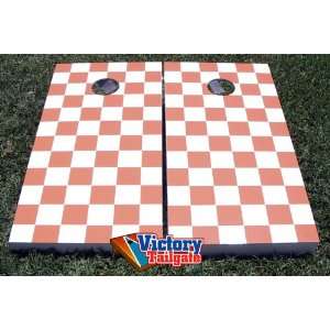    White & Orange Checkerboard Cornhole Game Set Toys & Games