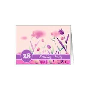 Invitation. 28th Birthday Party.Pink Tulips Card Toys 