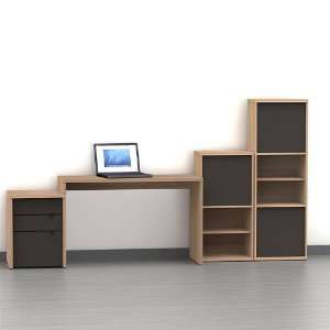   InfiniT Laptop Desk Set with Bookcases White/Walnut