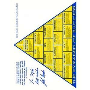  JOHN WOODEN SIGNED 8x11 PYRAMID OF SUCCESS FOR MIKE 
