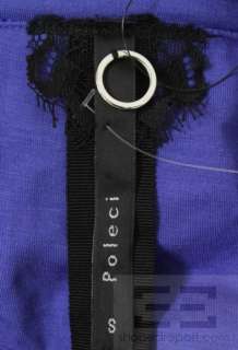 Poleci Purple Knit & Black Tie Pillow Collar Wrap Top Size Small, NEW 