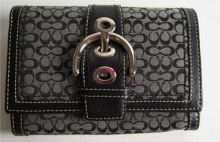 NEW BLACK AND GRAY COACH MINI CS WALLET WITH BUCKLE  