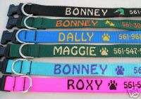 Embroidered personalized dog collars with name, etc.  