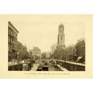  1913 Print St Janskerk Old Canal Utrecht Tower 