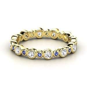Heartbeat Band, 14K Yellow Gold Ring with White Sapphire & Sapphire