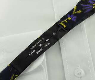   black purple flower Bowtie set Mens Self Bow Tie Hanky Cufflinks L102