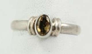 Vintage Custom Sterling Silver Jewelry Ring Citrine Size 6 1.8G  
