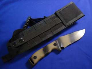 MICROTECH KNIFE 103 11 CURRAHEE BLACK TAN SERRATED NIB  