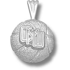  Central Michigan Chippewas Cmu Basketball Pendant (Silver 
