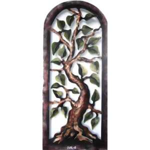  Leafy Tree in an Arched Metal Wall Frame